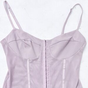 Intimately Free People Night Rhythm Corset Bustier M Bodysuit Top In Soft Lilac